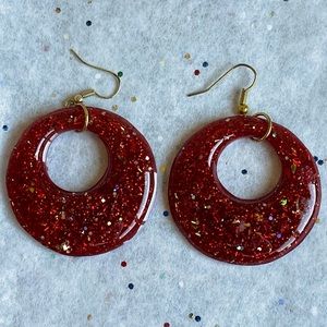 Red Resin Sparkly 50’s Style Earrings